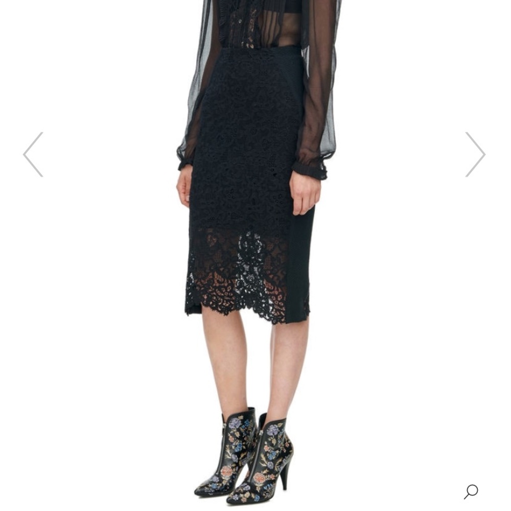 Rebecca Taylor Vien Lace Skirt Black